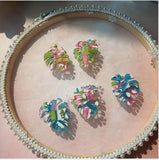 6pcs Monstera Leaves Charm Acetic Acid Big Pendants Earrings