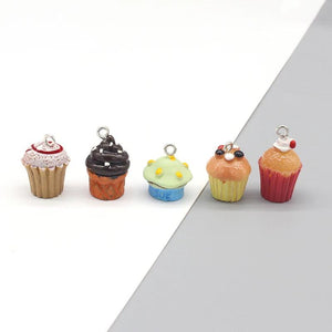 10pcs Mini Strawberry Chocolate Mushroom Resin Charms for DIY Jewelry Making