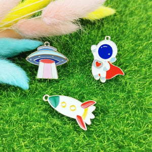 10pcs Astronaut Rocket Planet Enamel Charm DIY Jewelry Making