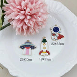 10pcs Astronaut Rocket Planet Enamel Charm DIY Jewelry Making