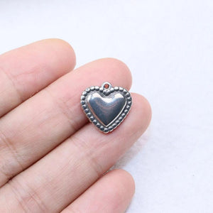 5pcs 15mm Stainless Steel Heart Charms Pendant DIY Necklace Earrings Bracelets