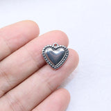 5pcs 15mm Stainless Steel Heart Charms Pendant DIY Necklace Earrings Bracelets