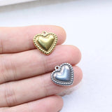 5pcs 15mm Stainless Steel Heart Charms Pendant DIY Necklace Earrings Bracelets