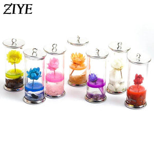 5pcs Dry Flower Glass Bottle Charms for Jewelry Making