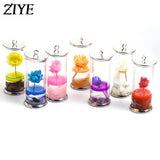 5pcs Dry Flower Glass Bottle Charms for Jewelry Making
