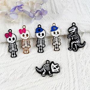 10pcs Halloween Skeleton Pendant for Earrings DIY Keychain Bracelet