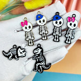 10pcs Halloween Skeleton Pendant for Earrings DIY Keychain Bracelet