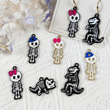 10pcs Halloween Skeleton Pendant for Earrings DIY Keychain Bracelet