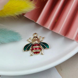 10pcs Pearl Wreath Bee Enamel Metal Charms for DIY Earring Jewelry Making