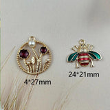 10pcs Pearl Wreath Bee Enamel Metal Charms for DIY Earring Jewelry Making