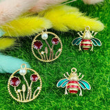 10pcs Pearl Wreath Bee Enamel Metal Charms for DIY Earring Jewelry Making