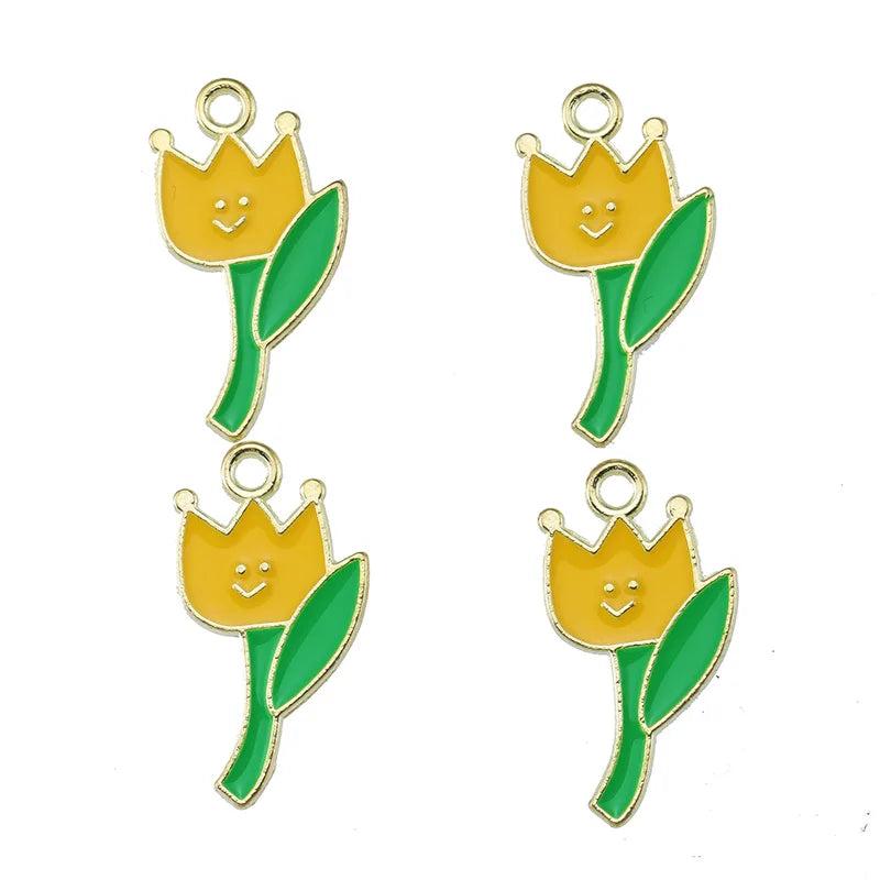20Pcs Enamel Drip Oil Tulip Pendants for DIY Jewellery Sets