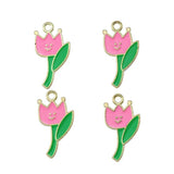 20Pcs Enamel Drip Oil Tulip Pendants for DIY Jewellery Sets