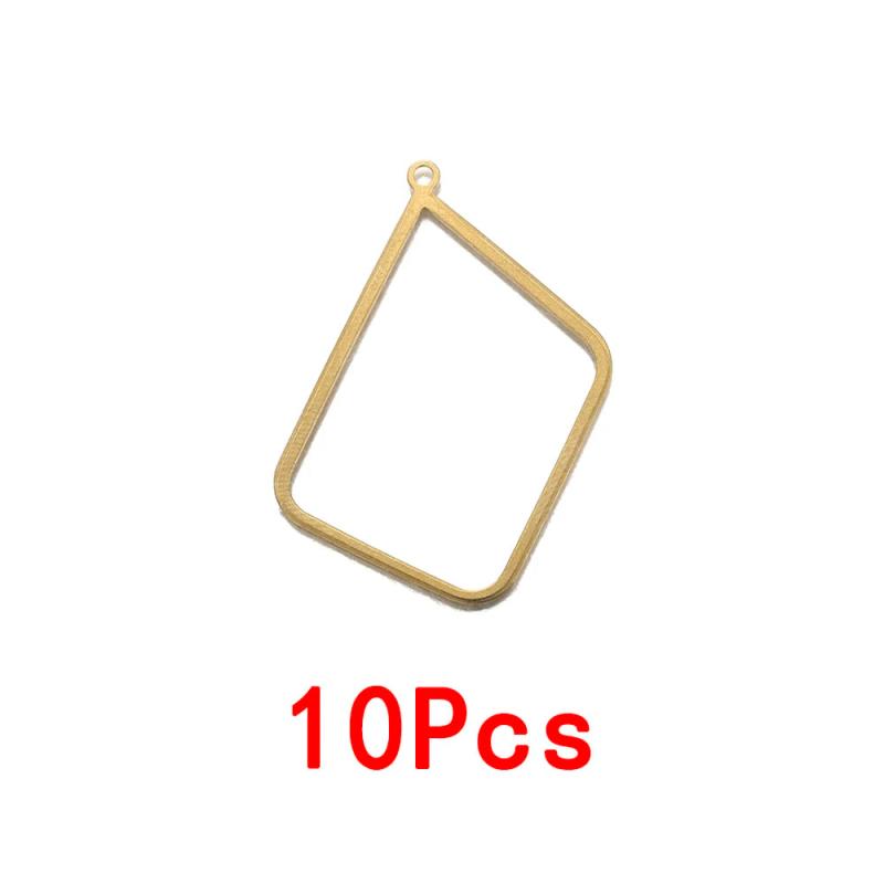 10Pcs Raw Brass Charms Hollow Frame Open Bezel Geometric Pendant For Earrings