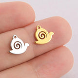 20pcs Mini Stainless Steel Animal Snail Charms for Jewelry Making DIY