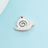 20pcs Mini Stainless Steel Animal Snail Charms for Jewelry Making DIY