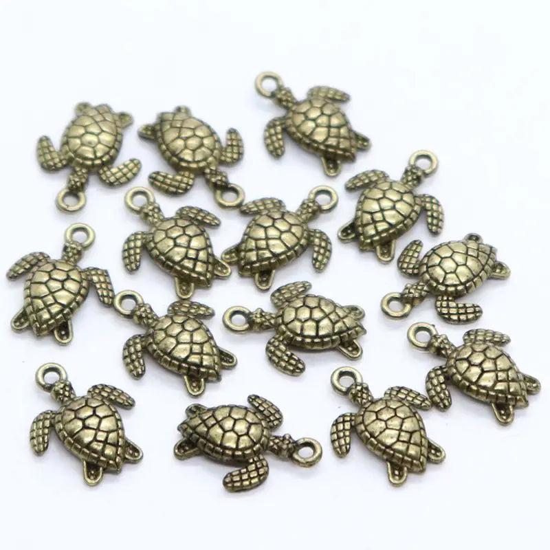 48pcs Tibetan Bronze Sea Turtle/Tortoise Charms Pendants 12x16mm
