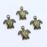48pcs Tibetan Bronze Sea Turtle/Tortoise Charms Pendants 12x16mm