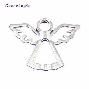35pcs Angel Alloy Beads With Wings Necklace Pendant Jewelry Accessories