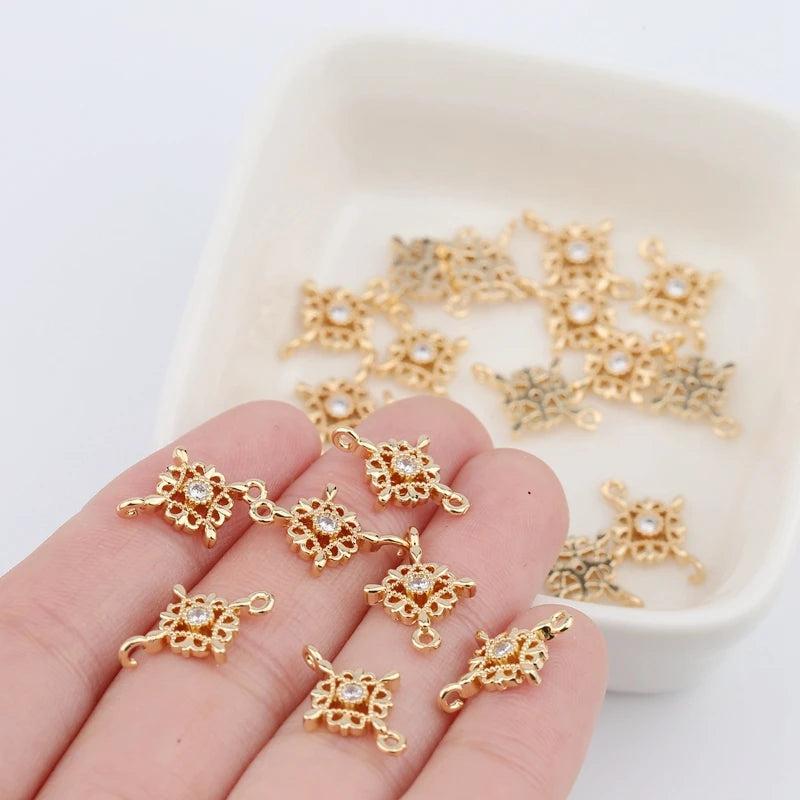 4pcs Copper Small Pendant Micro Zircon DIY Bracelet Earrings Accessories