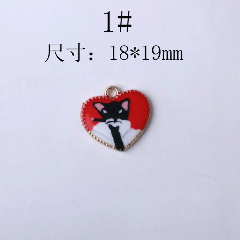 10pcs Heart Shape Enamel Cat Kitten Charms DIY Jewelry Alloy Pendant