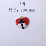 10pcs Heart Shape Enamel Cat Kitten Charms DIY Jewelry Alloy Pendant