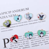 10pcs Heart Shape Enamel Cat Kitten Charms DIY Jewelry Alloy Pendant