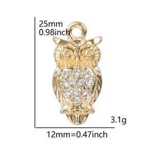 10pcs Owl Rhinestone Dangle Charms DIY for Bracelet Necklace Bag