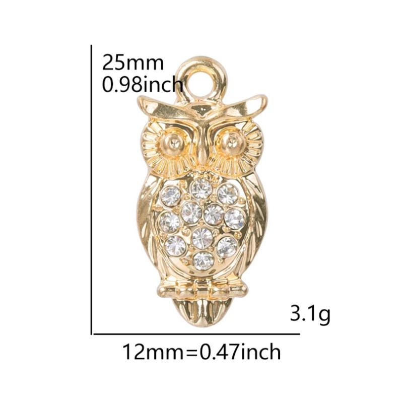 10pcs Owl Rhinestone Dangle Charms DIY for Bracelet Necklace Bag