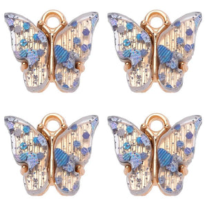 Colorful Gypsophila Butterfly Charm Pendant for Jewelry Making
