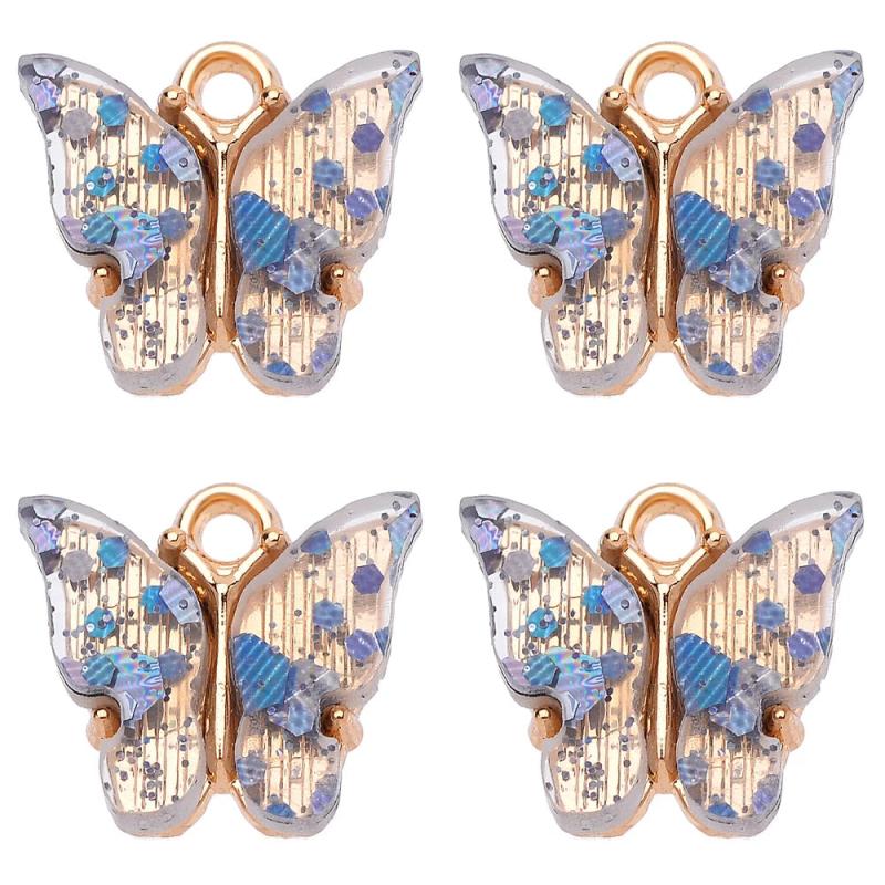 Colorful Gypsophila Butterfly Charm Pendant for Jewelry Making