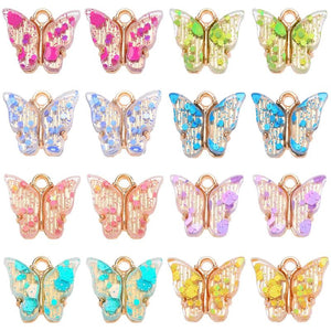 Colorful Gypsophila Butterfly Charm Pendant for Jewelry Making