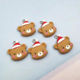 10pcs Christmas Bear Charms Keychains Animals Pendant DIY Jewelry Findings