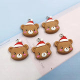 10pcs Christmas Bear Charms Keychains Animals Pendant DIY Jewelry Findings