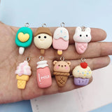 10pcs Heart Animal Bear Ice Cream Charms Pendant For Earring Jewlery Making