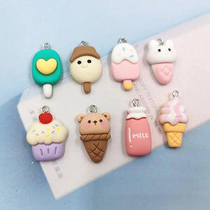 10pcs Heart Animal Bear Ice Cream Charms Pendant For Earring Jewlery Making