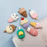 10pcs Heart Animal Bear Ice Cream Charms Pendant For Earring Jewlery Making