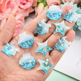 10pcs Glitter Marine Life Resin Charms for Necklace Bracelet Earring Making