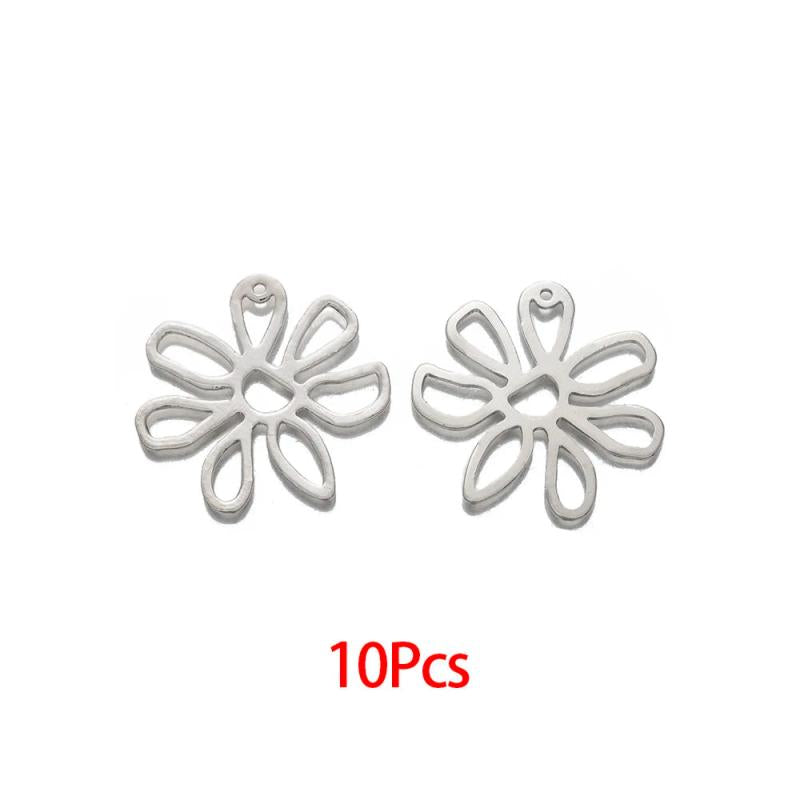 10PCS Brass Flower Charms Filigree Pendant Earring Findings DIY Necklace Making