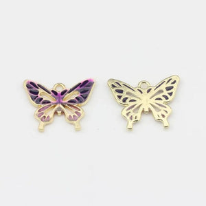 6pcs Zinc Alloy Enamel Butterfly Charms for DIY Jewelry Making