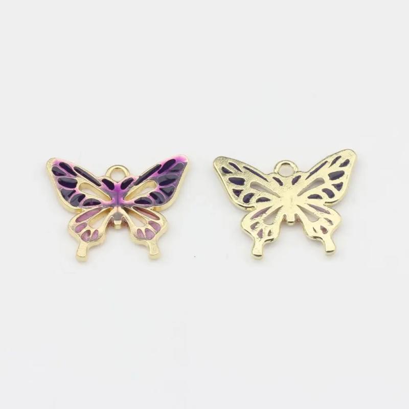 6pcs Zinc Alloy Enamel Butterfly Charms for DIY Jewelry Making