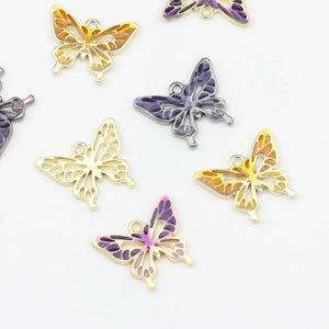 6pcs Zinc Alloy Enamel Butterfly Charms for DIY Jewelry Making