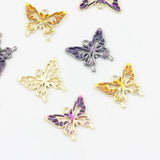 6pcs Zinc Alloy Enamel Butterfly Charms for DIY Jewelry Making
