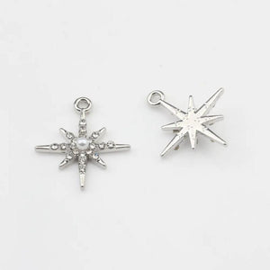 6pcs High Star Charms Zinc Alloy Pendants for DIY Earring Making