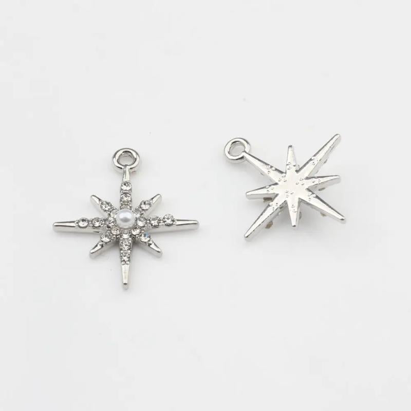6pcs High Star Charms Zinc Alloy Pendants for DIY Earring Making