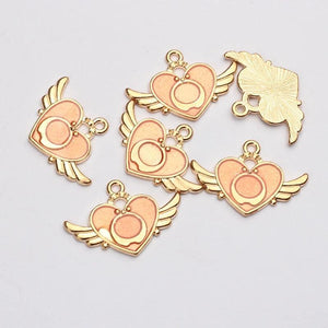 20pcs Zinc Alloy Enamel Heart Wings Charms Pendant DIY Jewelry Making
