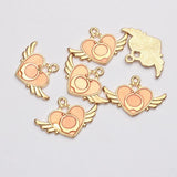 20pcs Zinc Alloy Enamel Heart Wings Charms Pendant DIY Jewelry Making