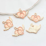 20pcs Zinc Alloy Enamel Heart Wings Charms Pendant DIY Jewelry Making