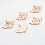 20pcs Zinc Alloy Enamel Heart Wings Charms Pendant DIY Jewelry Making