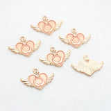 20pcs Zinc Alloy Enamel Heart Wings Charms Pendant DIY Jewelry Making